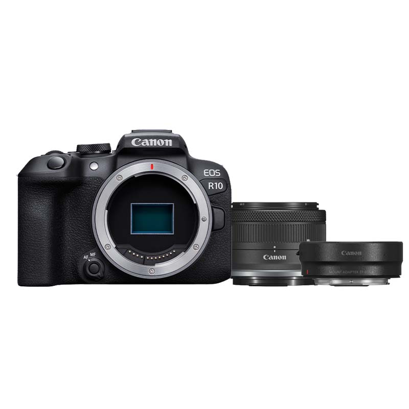 Canon EOS R10 Body + RF-S 18-45mm F/4.5-6.3 IS STM + EF - RF Mount Adapter